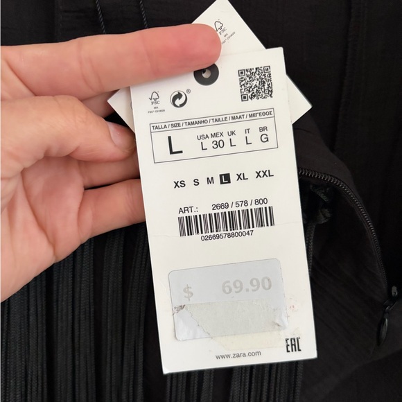 ZARA Fringed Black Pareo Pants 2669/578, SZ L NWT - Picture 4 of 10